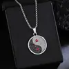 Collar Colgante de Tai Chi Yin y Yang Retro Europeo y Americano Incrustado de Diamantes Cadena de Lana Personalizada Colgante de Moda Accesorios de Acero Inoxidable