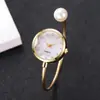 Elegante Pulsera de Perlas Correa Reloj de Pulsera de Cuarzo para Mujer Moda Esfera con Diamantes Reloj