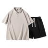 Camiseta de Manga Corta para Hombre Verano 2026 Cuello Solapa Holgada Estilo Coreano Moderna Camisa Polo Traje Casual de Dos Piezas para Hombre