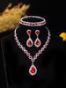 Suministro transfronterizo de Europa y Estados Unidos conjunto de joyería de collar y pendientes de cristal con forma de gota de agua de color blanco cálido azul verde rojo juego de 4 piezas