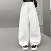 Pantalones casuales para niñas, nueva colección otoño 2026, estilo coreano, pantalones rectos de pierna ancha de moda para niños mayores, pantalones largos blancos, pantalones de pierna curva