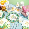 Mm146 Hola Bebé Bronceado Eucalipto Mesa de Cumpleaños para Bebé 8 Personas Set de 4 Piezas Plato de Papel Servilleta de Papel Vaso de Papel