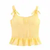 Comércio Exterior Amazon Transfronteiriço Roupas Femininas Verão 2025 Novo Design Doce Francês Top Regata Decorado com Laço