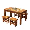 Juego de Mesa y Sillas de Comedor de Madera Maciza para Barbacoa, Tienda de Snacks, Restaurante de Hot Pot, Tienda de Fideos, Desayuno, Comedor Carbonizado y Uso en Restaurante