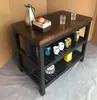 Mesa Isla de Cocina Abierta con Estación de Cocina Separada Móvil y Mesa de Bar, Aparador Integrado de Madera Maciza para Uso Doméstico