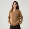 Suéter de punto de ochos para mujer en cachemira, versátil, de corte holgado, casual, con un estilo "old money", nueva colección otoño/invierno