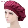 Gorro de Dormir Satinado Transfronterizo de Amazon Tejido Imitación Seda Satinada Sombrero de Ala Estrecha para Mujer Color Sólido Gorro Satinado para Cuidado del Cabello