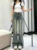 Jeans de campana retro de cintura alta para mujer, nueva colección otoño 2026, corte ajustado, talla petite, estilo popular, efecto adelgazante, pantalones de herradura