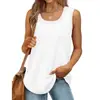 2026 Amazon Wish Verão Europeu e Americano Costurado Sem Mangas Gola Redonda Cor Sólida Regata Camiseta Estilo Doce Transfronteiriço para Mulheres