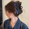 Pinza Triángulo de Lazo de Mezclilla con Forma de Corazón Estilo Coreano para Mujer, Pinza de Tiburón de Gama Alta para el Cabello en la Parte Posterior de la Cabeza, Elegante Accesorio para el Cabello