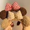 Faixa de Cabeça Plush com Orelhas de Urso Fofas para Mulheres Inverno Lavar o Rosto Maquiagem Faixa de Cabeça Faixa de Cabeça de Pelo de Coelho Marrom
