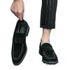 Beijiang Lobo Verano Nuevos Zapatos de Frijol Zapatos de Cuero Esmerilado para Hombre Casual Amor Moderno Zapatos para Hombre Barbero KTV para Hombre
