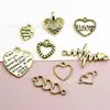 Venta caliente transfronteriza aleación accesorios diy oro antiguo colgante de amor collar pulsera llavero accesorios de joyería al por mayor