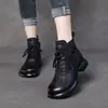 Botines Cortos de Piel Suave para Mujer, Nuevo Estilo Invierno 2026 Botas Martin, Cómodos y Versátiles, Forrados de Felpa, Antideslizantes, Botas de Montar Retro de Suela Gruesa