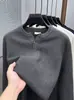 Suéter Henley Americano para Hombre Otoño Invierno Color Sólido Estilo Perezoso Capa Interior Capa Base Tejido Marca de Moda Holgado Versátil Superior