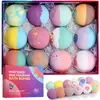 Set de Bombas de Baño con Sales de Baño, Bolas de Baño de Burbujas, Sales de Baño con Flores Secas, Bolas de Baño y Ducha, Bombas de Burbujas, Caja de Set de Bolas de Baño