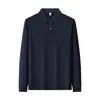 Camisa Polo de Algodón y Seda de Manga Larga Doble Piqué 10A Antibacteriana Casual de Negocios Golf Camisa para Cultura de Team Building Corporativo