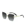 Gafas de sol sin montura con borde cortado y patillas finas de metal, alta protección UV400 para mujer, adecuadas para vacaciones y viajes