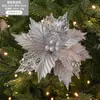 Gangheng Flores Artificiais de Natal Dourado Vermelho Cor Champagne 24cm Misturadas com Folhas Flores Decorativas Feitas à Mão em Formato de Folha de Bordo