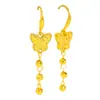 Pendientes de Borla Mariposa Hielo Triturado Brillante Oro Brillante 24K de Larga Duración del Color Puzuo Pendientes de Gancho Elegantes de Alta Gama para Mujer