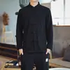 Nueva Camisa de Lino Estilo Chino Ropa para Hombre Estilo Chino Elemento Chino Talla Grande Abrigo Algodón y Lino Hebilla Túnica Dao Ropa Han