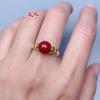Anillo de cinabrio real anillo ajustable rico flor floreciendo salud bolsa de la suerte anillo chapado en cobre s Plata 925 Nuevo