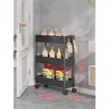 Prateleira de Armazenamento Ultrafina Atrás da Porta, Carrinho Móvel de Chão Multicamadas para Banheiro, Prateleira de Armazenamento para Banheiro com Espaço Extremamente Estreito
