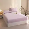 Sábana bajera de algodón cepillado de clase A, una sola pieza para colchón, color liso, funda protectora, sábana de cama de algodón puro, colcha, juego de sábanas de tres piezas totalmente cerrado