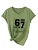 Seis 67 Sete Amazon Ebay Site Independente Casual Confortável Versátil Feminino Gola V Manga Curta Camiseta Camisa Básica