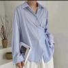 Camisa de Chifón Elegante Asimétrica con Botones de Manga Larga para Mujer, Estilo Nuevo de Primavera y Otoño Shanlida, Diseño Holgado y Versátil