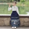 Hanfu Original para Meninas, Traje Ma Mian Aprimorado, Traje Antigo Chinês Estilo Ming 2024 para Crianças, Traje Tang Diário Estilo Antigo com Pregas