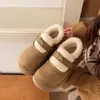 Zapatos Birkenstock de Suela Gruesa con Forro de Felpa que Cubren el Talón para Mujer Otoño/Invierno 2026 Nuevos Zapatos Cálidos Peludos Casuales Zapatos Casuales de Algodón
