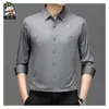 Novas Camisas Masculinas de Manga Longa, Estampadas de Alta Qualidade para Primavera e Outono, Camisas Masculinas Estampadas a Quente, Sem Costura, Alta Elasticidade, que Não Formam Bolinhas