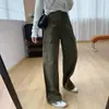 ¡Estilo workwear vintage! Jeans de trabajo de tiro alto ajustados para mujer, pantalones de otoño, pantalones anchos rectos holgados con pierna curva