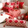 Nueva Funda de Cojín Decorativa Estilo Chino Año del Caballo Año Nuevo Rojo Gama Alta para Dormitorio Sofá Ventana Abuhardillada Cojín con Relleno