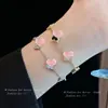 Pulsera de Circonita Cuatro Hojas Corea del Sur Pulsera Sencilla Joker Sentido de Alta Gama Nicho Temperamento Pulsera de Novia Venta al por Mayor Mujeres