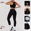 Conjunto Esportivo de Moda com Bolinhas Estilo Europeu e Americano Conjunto Fitness para Corrida Costas Bonitas Sutiã Roupa de Yoga Calça de Cintura Alta Levanta Bumbum