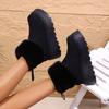 Sapatos de Algodão Pelúcia com Plataforma e Gola Alta Botas de Neve Sapatos Femininos 2025 Inverno com Forro de Lã Solado Grosso Novas Botas Curtas Quentes com Bico Redondo