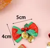 Pingente Mini Laço de Natal Decoração de Árvore de Natal Acessórios para Caixa de Presente Arranjo de Pingente de Sino de Natal DIY