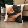 Funda de almohada de gato más vendida de TEMU transfronteriza para jugar con el teléfono móvil, funda de cojín decorativa para sofá del hogar ultra suave impresa digitalmente