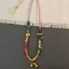 Las cosas buenas suceden~ Collar con Colgante de Cacahuete Tejido con Cuerda Colorida Dopamina Estilo Tíbet, Collar Versátil Creativo Estilo Étnico