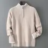 Suéter Ligero de Lujo Baicai Velvet 100% Lana Pura 26 Otoño/Invierno Nuevo para Hombre Tejido de Punto Trenzado Media Cremallera Suelto