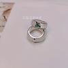 Anillo para Mujer de Plata Chapada Incrustado de Calcedonia Blanca de Alta Calidad, Anillo de Jade de Ágata Blanca Doble Uso, Joyería
