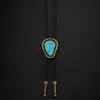 Corbata de Bolo con Piedra de Color Irregular Estilo Vaquero Occidental Colgante de Piedra Preciosa Moda Masculina Venta al por Mayor Transfronteriza