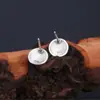 Pendientes de botón geométricos redondos de plata de ley S925 para mujer, retro, mate, personalidad, moda, creativos, modernos, pendientes para hombre