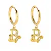 Pendientes de Acero Inoxidable Chapado en Oro 18K con 26 Letras, Pendientes de Zirconia con Forma de Ola de Lujo, Pendientes Elegantes