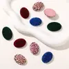 Dibujo Animado Lindo Retro Estampado de Leopardo Terciopelo Oval Adorno Parche DIY Aretes Pendientes Accesorios para el Cabello Ropa Accesorios Hechos a Mano