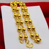 Collar Redondo de Cuentas Sólidas Collar Chapado en Oro para Hombres y Mujeres Que No Se Desvanece Fácilmente Imitación Oro Cuentas de Buda Joyería de la Fortuna Cadena de Metal Dorada