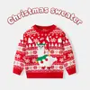 Nuevo Suéter Rojo Navideño de Otoño e Invierno Europeo y Americano de Amazon para Niños y Niñas, Suéter de Punto para Bebé