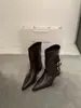 Encuentro de Primera Temporada 2026 Nuevas Botas de Otoño Individuales Cuero Retro Hebilla Pantalones de Media Pantorrilla